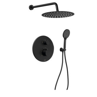 Podomietkový sprchový set s termostatickou batériou, box, 2 výstupy, čierna mat RH396B-01