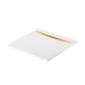 Sprchová vanička Cersanit Kontra 90x90 štvorcová, biela, kryt zlatý, S207-001