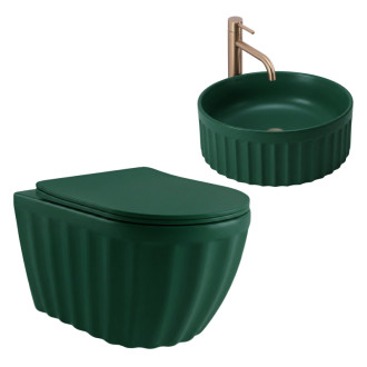 Rea Sada: Závesná WC misa + Umývadlo na dosku Rea Duo Matcha Matt KPL-K3002