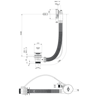 Vaňová súprava s napúšťaním, bovden, dĺžka 800mm, zátka 72mm, zlato 71853.90