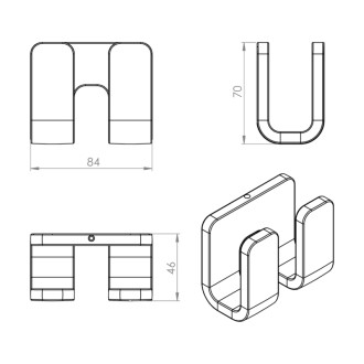OUTLINE dvojitý háčik, čierna mat 322814