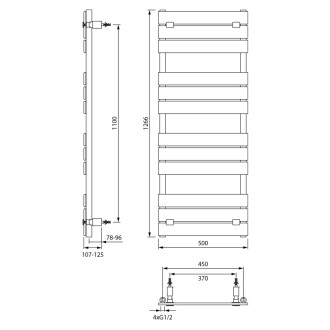 BONDECO vykurovacie teleso 500x1266mm, čierna mat DC512B