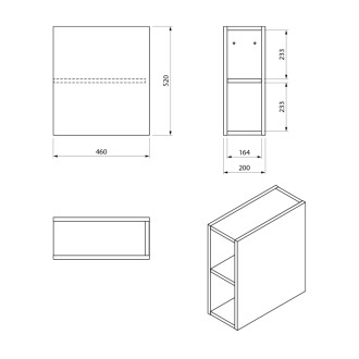 CIRASA skrinka spodná policová 20x52x46cm, dub strieborný CR311-1111