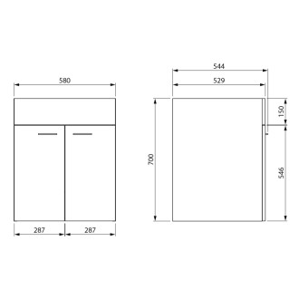 Skrinka pod výlevku 58x70x52, 8cm, biela 57037