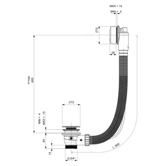 MARBLE vaňová súprava, bovden, dĺžka 800mm, zlato mat 11042.91