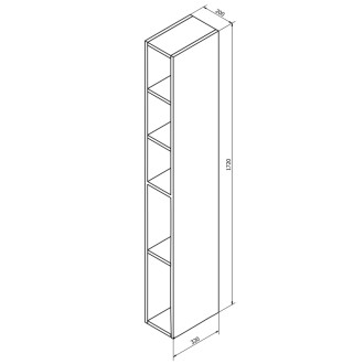 ESPACE otvorená policová skrinka 20x172x32cm, čierna matná ESC100-3535