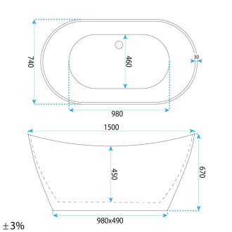 Rea Voľne stojaca vaňa REA FERRANO 150 cm KPL-W6099