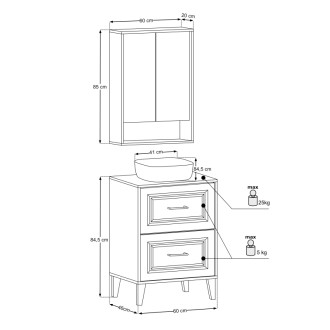 Comad SET-DOR B 60CM UN SMILE MC Nábytková sestava 60 cm s deskou a umyvadlem