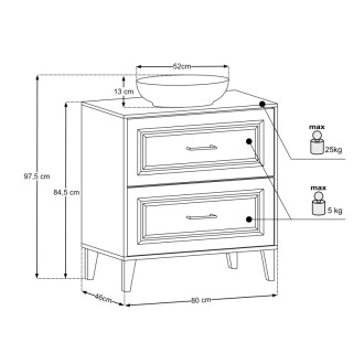 Comad SET-DOR B 80CM UN MONA Nábytková zostava 80 cm s doskou a umývadlom na dosku Mona