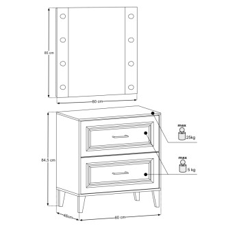 Comad SET-DOR B 80CM MC Nábytková zostava 80 cm s doskou a zrkadlovou skrinkou