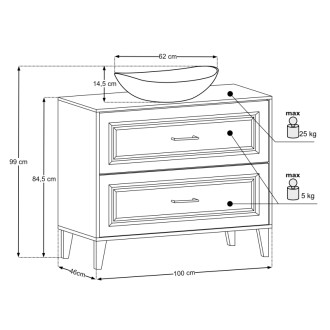 Comad SET-DOR B 100CM UN LENA Nábytková zostava 100 cm s doskou a umývadlom na dosku Lena