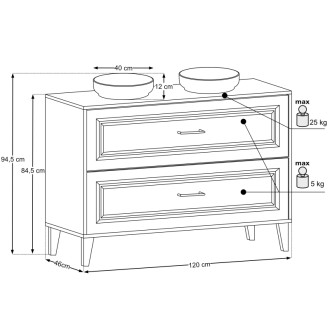 Comad SET-DOR B 120CM UN RIVER Nábytková sestava 120 cm s deskou a umyvadlem na desku
