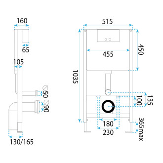 Rea Podomietkový WC systém K011A-Q + tlačidla I Brush Titan KPL-E0634