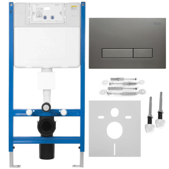 Rea Podomietkový WC systém K011A-Q + tlačidla I Brush Titan KPL-E0634