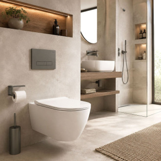 Rea Podomietkový WC systém K011A-Q + tlačidla I Brush Titan KPL-E0634