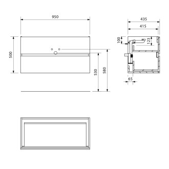 ODETTA umyvadlová skříňka 95x50x43,5cm, dub cuneo DT100-2525