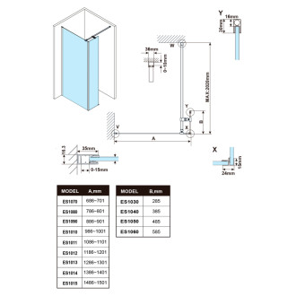 ESCA CHROM sprchová zástěna ke stěně 1200 a přídavným panelem 485, čiré sklo ES1012ES1050C