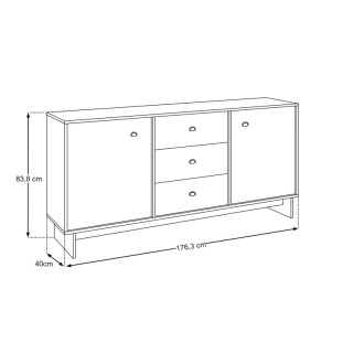Comad YORI VILLA 72-176-40-2D3S Komoda 176 cm, dvojími dvířky a 3 zásuvky