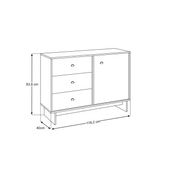 Comad YORI VILLA 72-118-40-1D3S Komoda 118 cm, jedněmi dvířky a 3 zásuvky