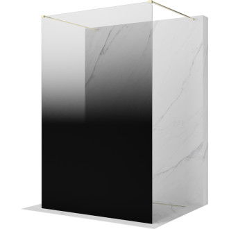 Volně stojící sprchová zástěna Mexen Kioto 120 x 200 cm, ombré černá 8 mm, zlatá - 800-120-002-50-76