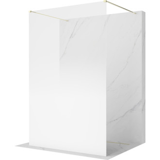 Volně stojící sprchová zástěna Mexen Kioto 100 x 200 cm, ombré bílá 8 mm, zlatá - 800-100-002-50-86