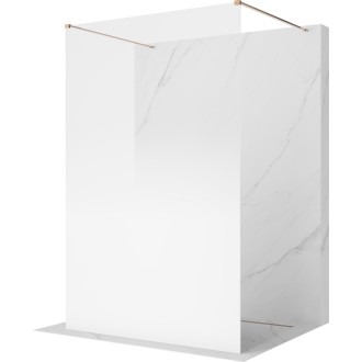 Volně stojící sprchová zástěna Mexen Kioto 110 x 200 cm, ombré bílá 8 mm, růžové zlato - 800-110-002-60-86