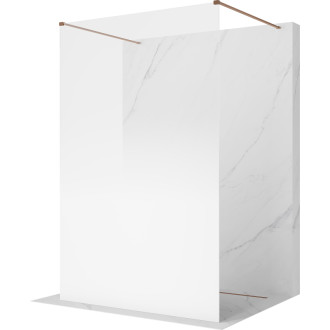 Volně stojící sprchová zástěna Mexen Kioto 100 x 200 cm, ombré bílá 8 mm, růžové zlato - 800-100-002-60-86
