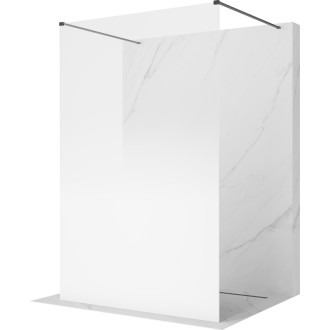 Volně stojící sprchová zástěna Mexen Kioto 140 x 200 cm, ombré bílá 8 mm, kartáčovaná pistole gray - 800-140-002-66-86