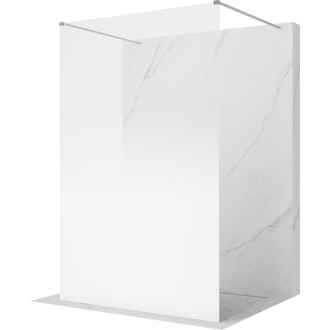 Volně stojící sprchová zástěna Mexen Kioto 120 x 200 cm, ombré bílá 8 mm, kartáčovaný nikl - 800-120-002-97-86