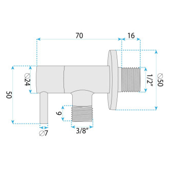 Rohový ventil 1/2" x 3/8" Brush Nickel