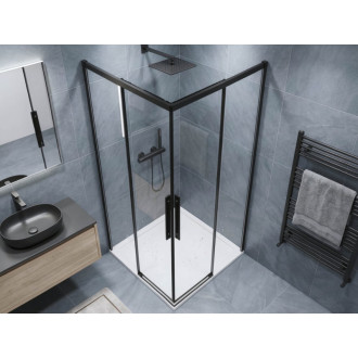 LUXOR BLACK čtvercový sprchový kout 800x800mm, rohový vstup GU2280B