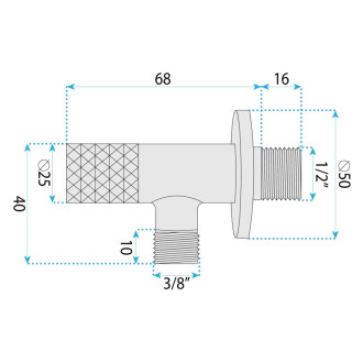 Rohový ventil Diamond 03 1/2" x 3/8" Titan
