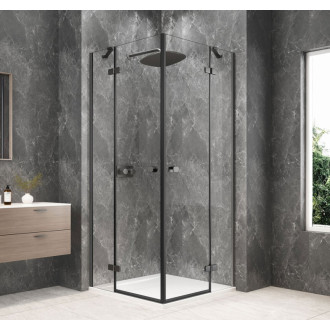 GLOBE GUN METAL čtvercový sprchový kout 800x800mm, rohový vstup, čiré sklo GB5880GM