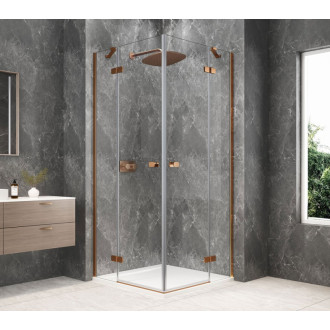 GLOBE COPPER MATT čtvercový sprchový kout 900x900mm, rohový vstup, čiré sklo GB5990PG