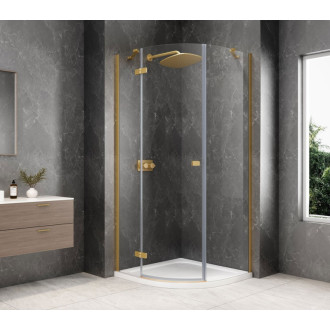 GLOBE GOLD MATT čtvrtkruhový sprchový kout 800x800mm, čiré sklo, levé GB2680LG