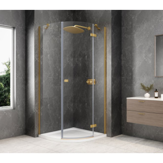 GLOBE GOLD MATT čtvrtkruhový sprchový kout 800x800mm, čiré sklo, pravé GB2680RG