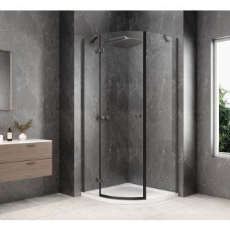 GLOBE GUN METAL čtvrtkruhový sprchový kout 800x800mm, čiré sklo, levé GB2680LGM