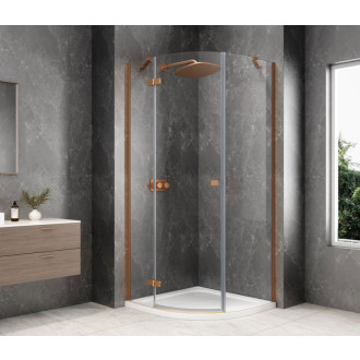 GLOBE COPPER MATT čtvrtkruhový sprchový kout 800x800mm, čiré sklo, levé GB2680LPG