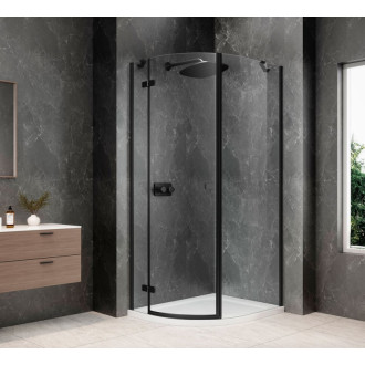 GLOBE BLACK čtvrtkruhový sprchový kout 800x900mm, čiré sklo, levé GB2890LB