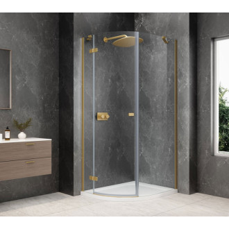 GLOBE GOLD MATT čtvrtkruhový sprchový kout 800x900mm, čiré sklo, levé GB2890LG