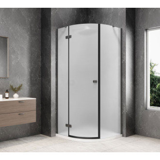 GLOBE GUN METAL čtvrtkruhový sprchový kout 1000x1000mm, matné sklo, levé GB2610MLGM