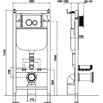 Skrytá toaletní sada Mexen, rám Tex E, s toaletní mísou Lena Tornado a sedátkem s tlumeným dovíráním, bílá - 610930224000T