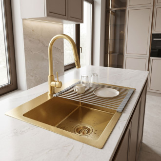 Rea Leo 50 Brush Gold Ocelový dřez se sadou příslušenství 3 ks KPL-06034