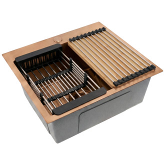 Rea Leo 50 Brush Copper Ocelový dřez se sadou příslušenství 3 ks KPL-06135