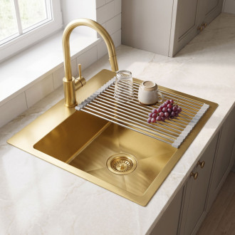 Rea Leo 40 Brush Gold Ocelový dřez se sadou příslušenství 3 ks KPL-06031
