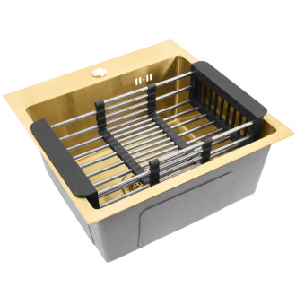 Rea Leo 40 Brush Gold Ocelový dřez se sadou příslušenství 3 ks KPL-06031