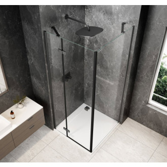 GLOBE GUN METAL čtvercový sprchový kout 800x800mm, čiré sklo, levé GB1080-3215LGM