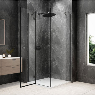 GLOBE GUN METAL čtvercový sprchový kout 800x800mm, čiré sklo, levé GB1080-3215LGM
