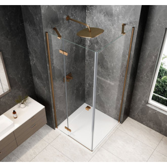 GLOBE COPPER MATT čtvercový sprchový kout 900x900mm, čiré sklo, levé GB1090-3315LPG