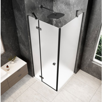 GLOBE GUN METAL čtvercový sprchový kout 800x800mm, matné sklo, levé GB1080-3215MLGM